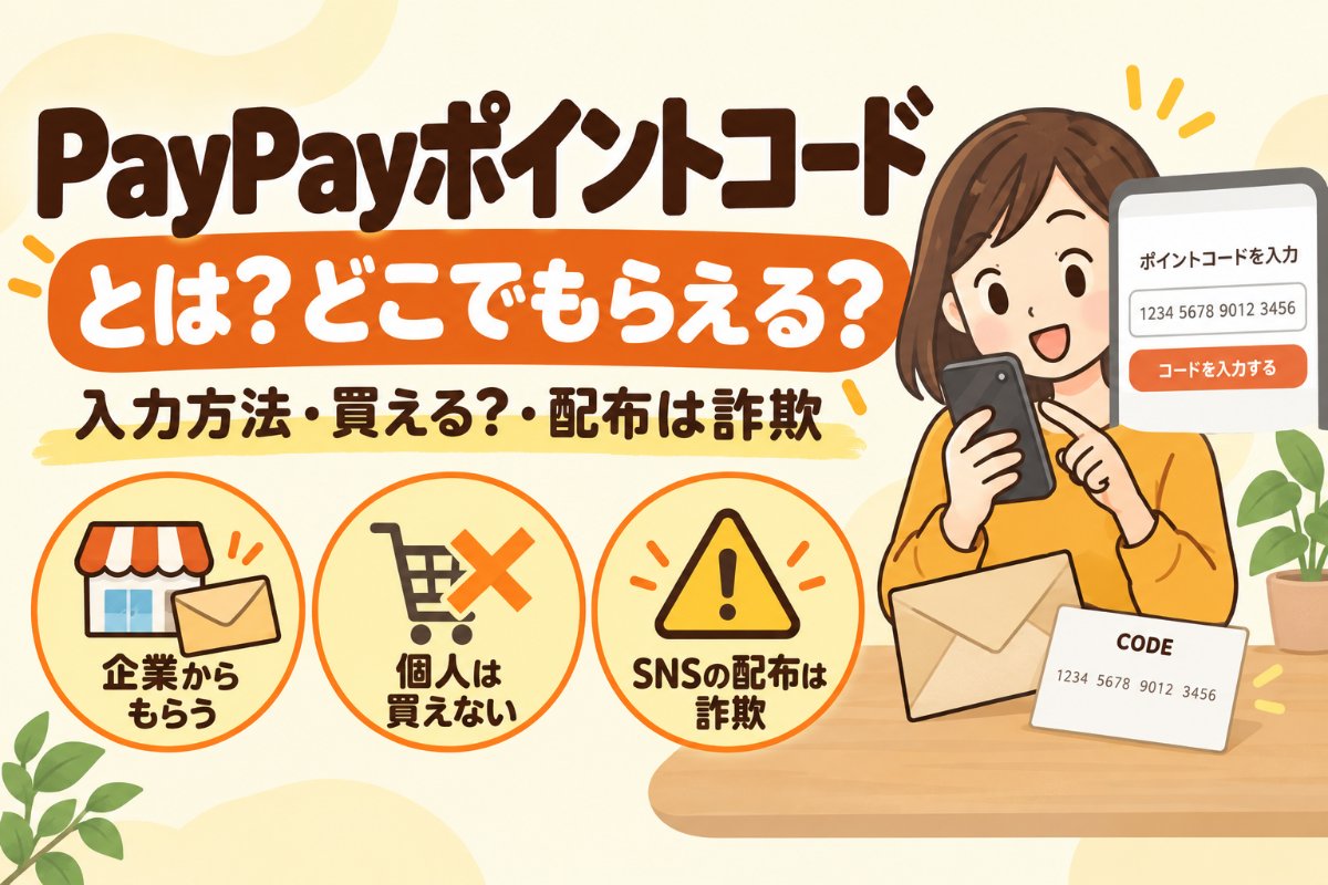 PayPayポイントコードとは?どこでもらえる・入力方法・買える?・配布は詐欺(企業からもらう・個人は買えない・SNSの配布は詐欺)