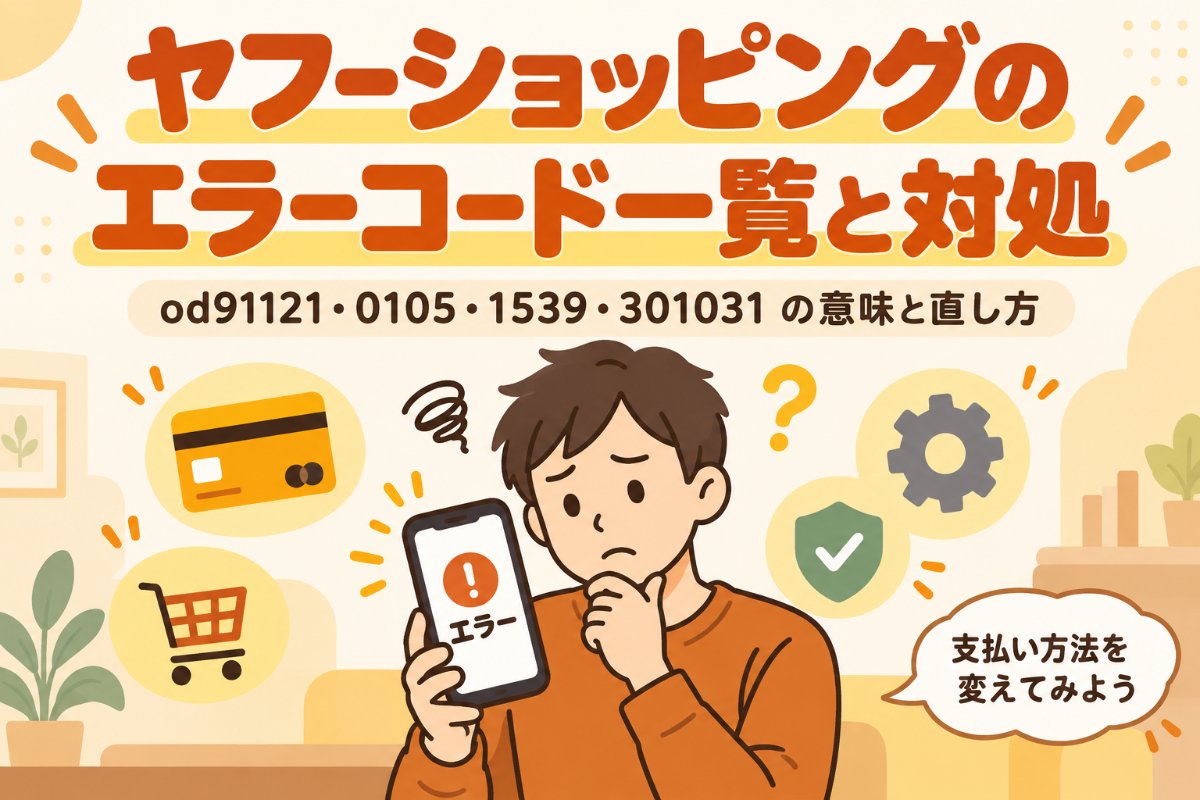 ヤフーショッピングのエラーコード一覧と対処|od91121・0105・1539・301031の意味と直し方