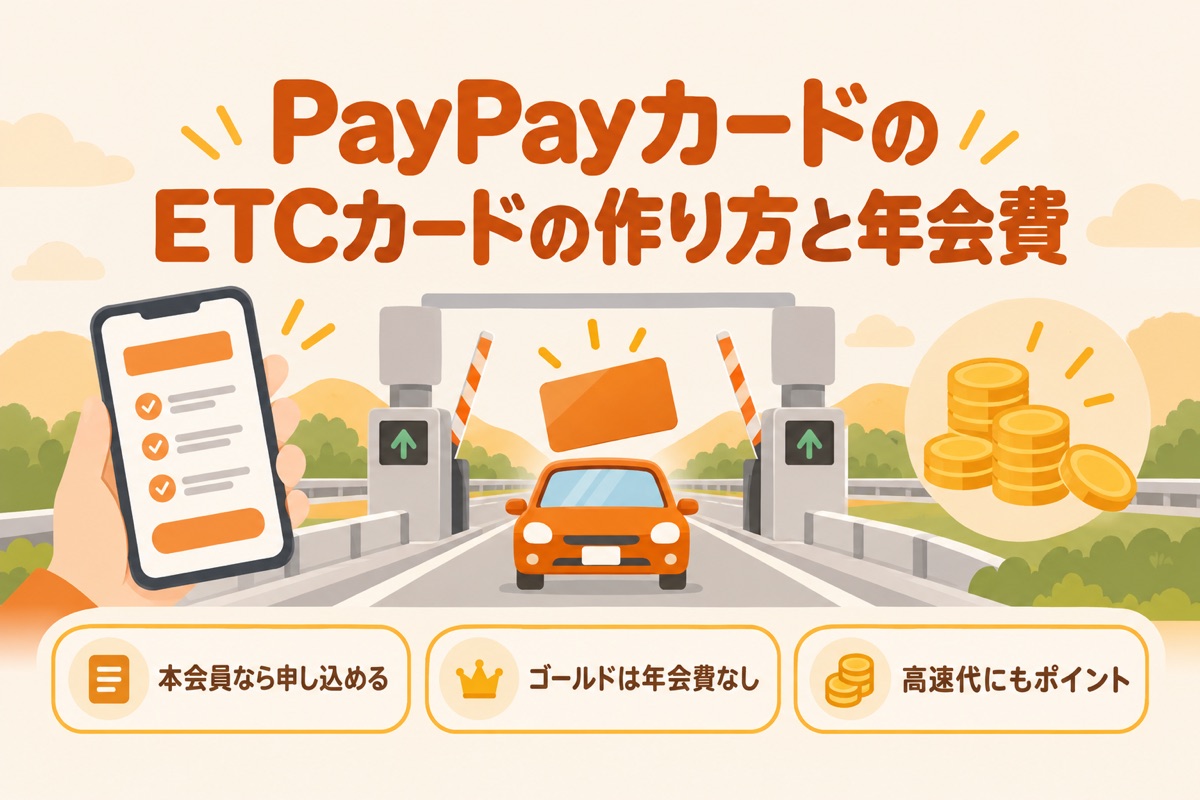 PayPayカードのETCカードの作り方と年会費|本会員なら申し込める・ゴールドは年会費なし・高速代にもポイント