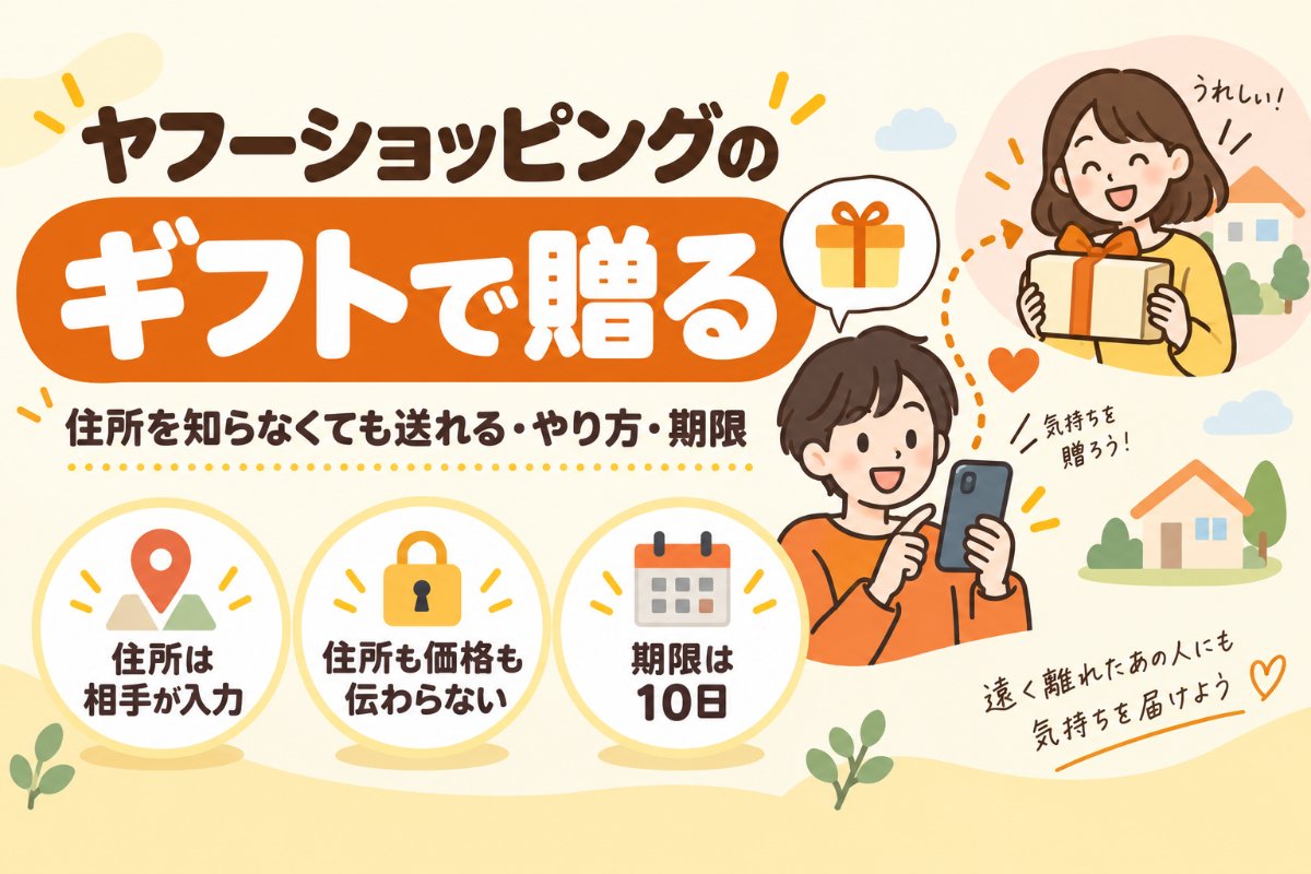 ヤフーショッピングの「ギフトで贈る」:住所を知らなくても送れる仕組み・やり方・期限(住所は相手が入力・住所も価格も伝わらない・期限は10日)
