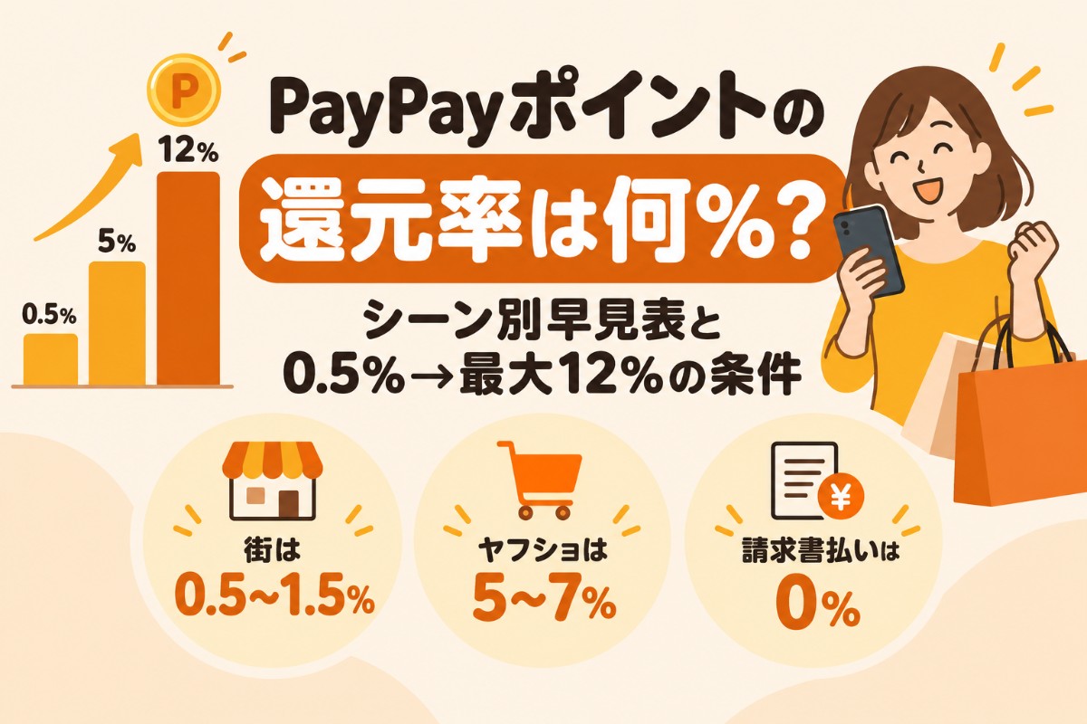 PayPayポイントの還元率は何%?シーン別早見表と0.5%→最大12%の条件