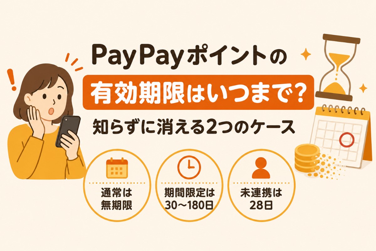 PayPayポイントの有効期限はいつまで?通常は無期限・期間限定は30〜180日、知らずに消える2つのケース