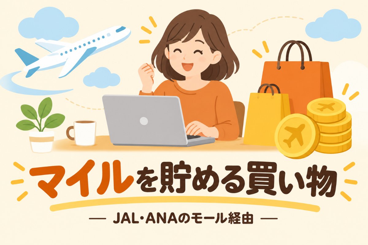 ヤフーショッピングでマイルを貯める方法の記事のアイキャッチ画像
