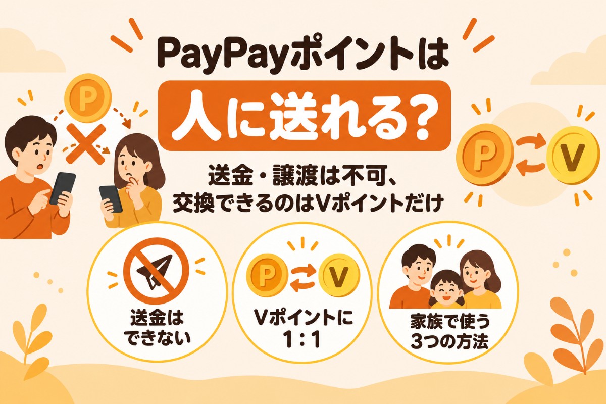 PayPayポイントは人に送れる?送金・譲渡は不可、交換できるのはVポイントだけ