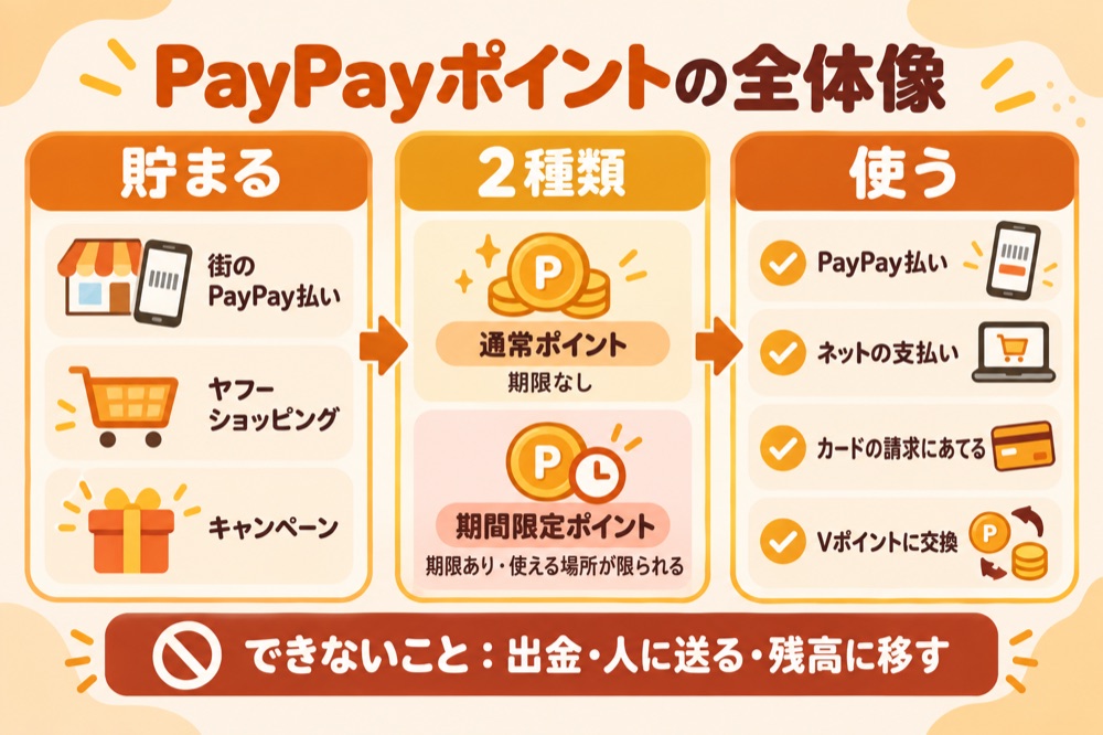 PayPayポイントの全体像:貯まる・2種類・使う・できないこと