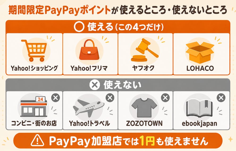 期間限定PayPayポイントが使える4つのサービスと使えない場所