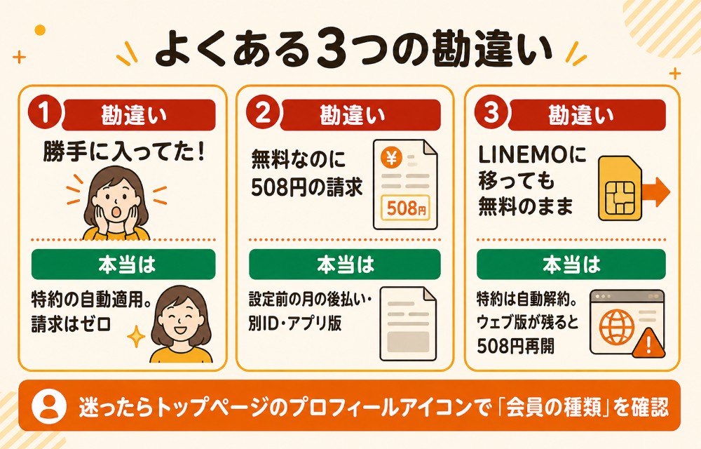 ソフトバンク・ワイモバイルのLYPプレミアムで起きる3つの勘違い(勝手に入っていた・無料なのに請求が来る・LINEMOに移ったら消えた)