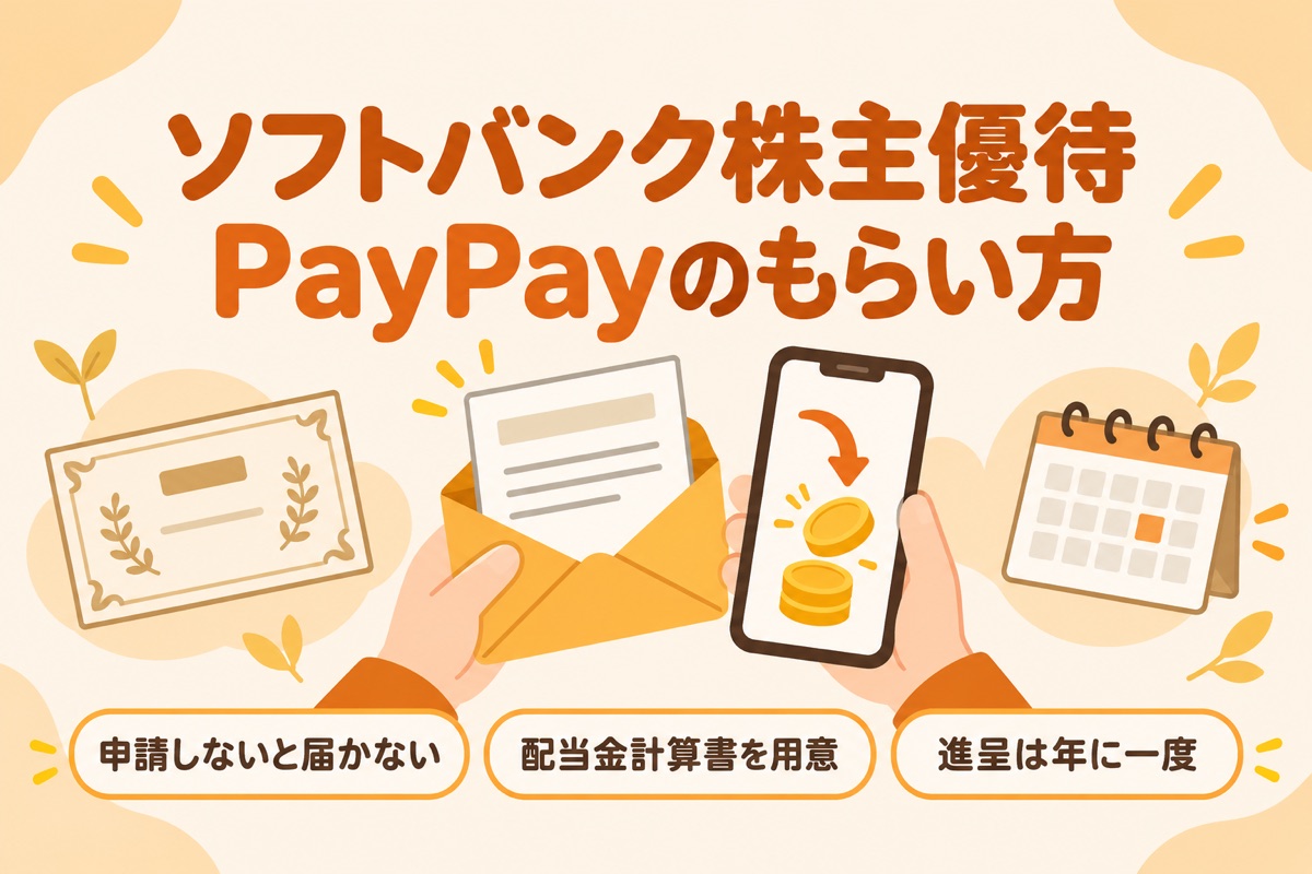 ソフトバンク株主優待のPayPayのもらい方|申請しないと届かない・配当金計算書を用意・進呈は年に一度