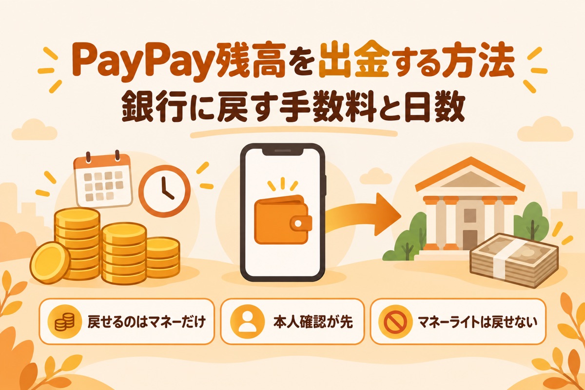 PayPay残高を出金する方法|銀行に戻す手数料と日数