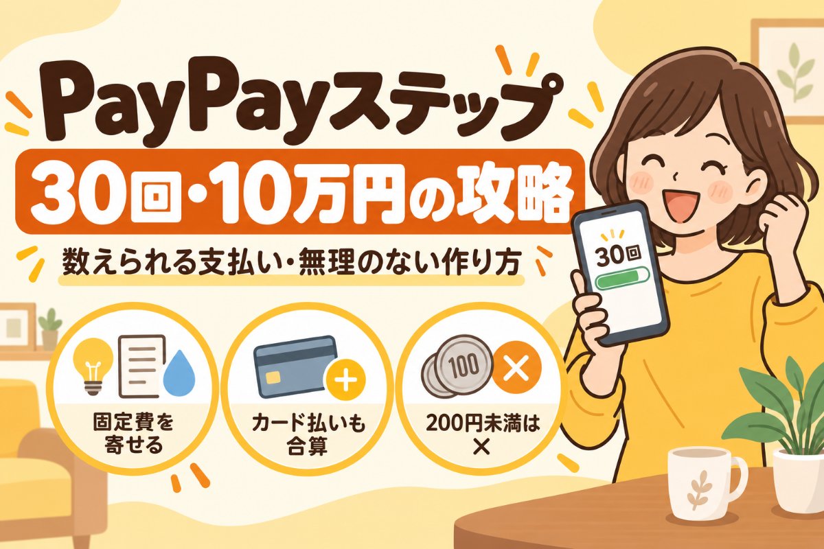 PayPayステップ攻略:30回・10万円を無理なく達成する方法(数えられる支払い・固定費を寄せる・カード払いも合算・200円未満は対象外)