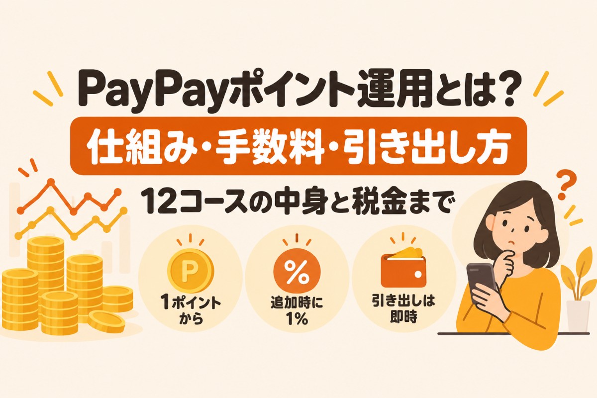 PayPayポイント運用とは?12コースの仕組み・追加時1%の手数料・引き出し方と税金