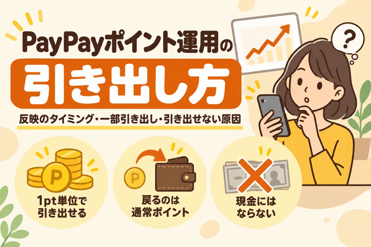 PayPayポイント運用の引き出し方:反映のタイミング・一部引き出し・引き出せない原因(1pt単位で引き出せる・戻るのは通常ポイント・現金にはならない)