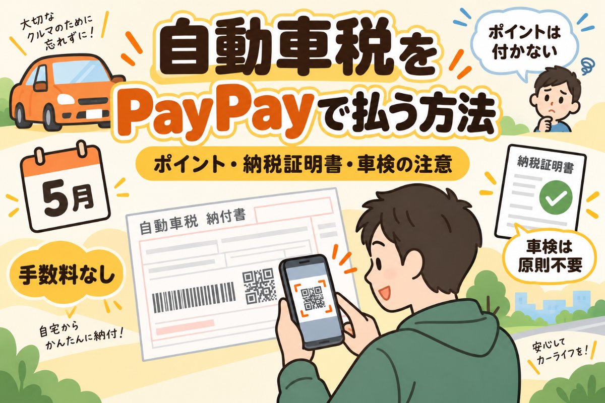 自動車税をPayPayで払う方法|ポイント・納税証明書・車検の注意