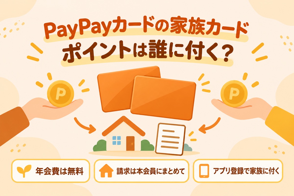 PayPayカードの家族カード|ポイントは誰に付く?年会費は無料・請求は本会員にまとめて・アプリ登録で家族に付く